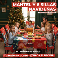 Mantel y 6 sillas navideñas + ENVÍO GRATIS!🎅
