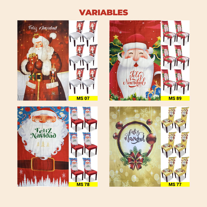 Mantel y 6 sillas navideñas + ENVÍO GRATIS!🎅
